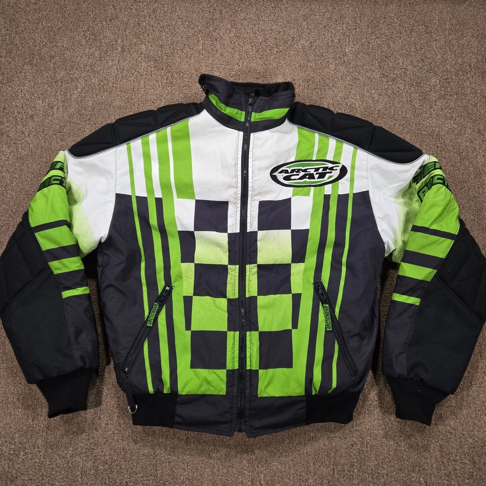 Vintage Arctic‎ Cat Vaporblast Jacket Mens Medium Green Checkered Thinsulate Zip